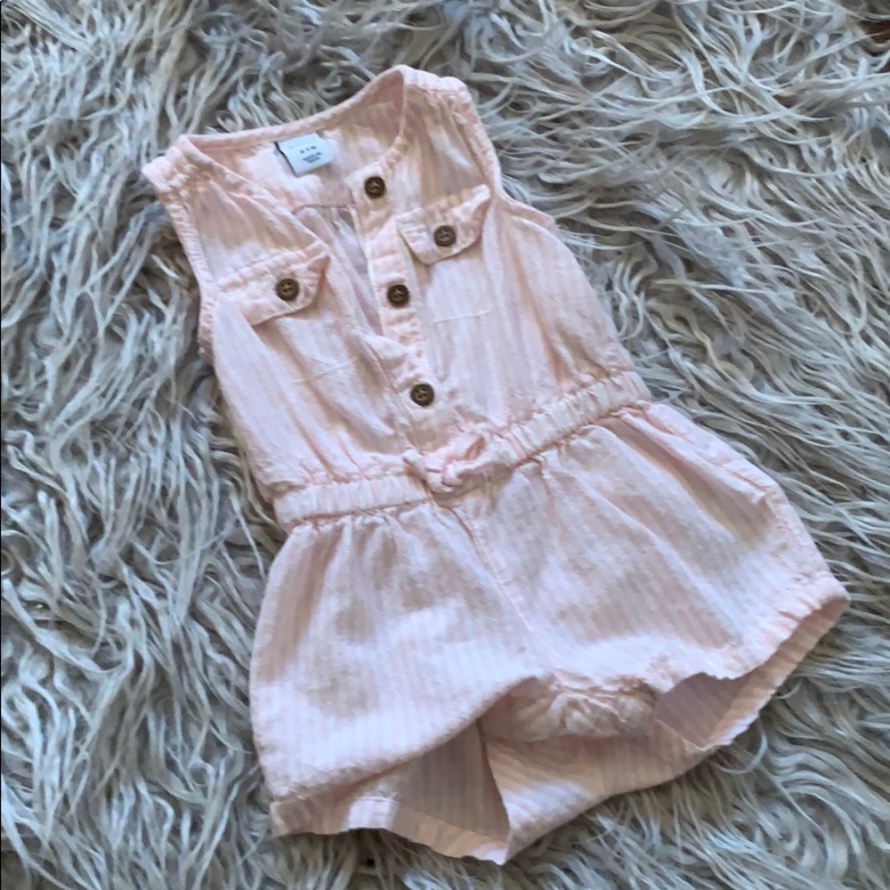 0-3M Pink Searsucker Romper